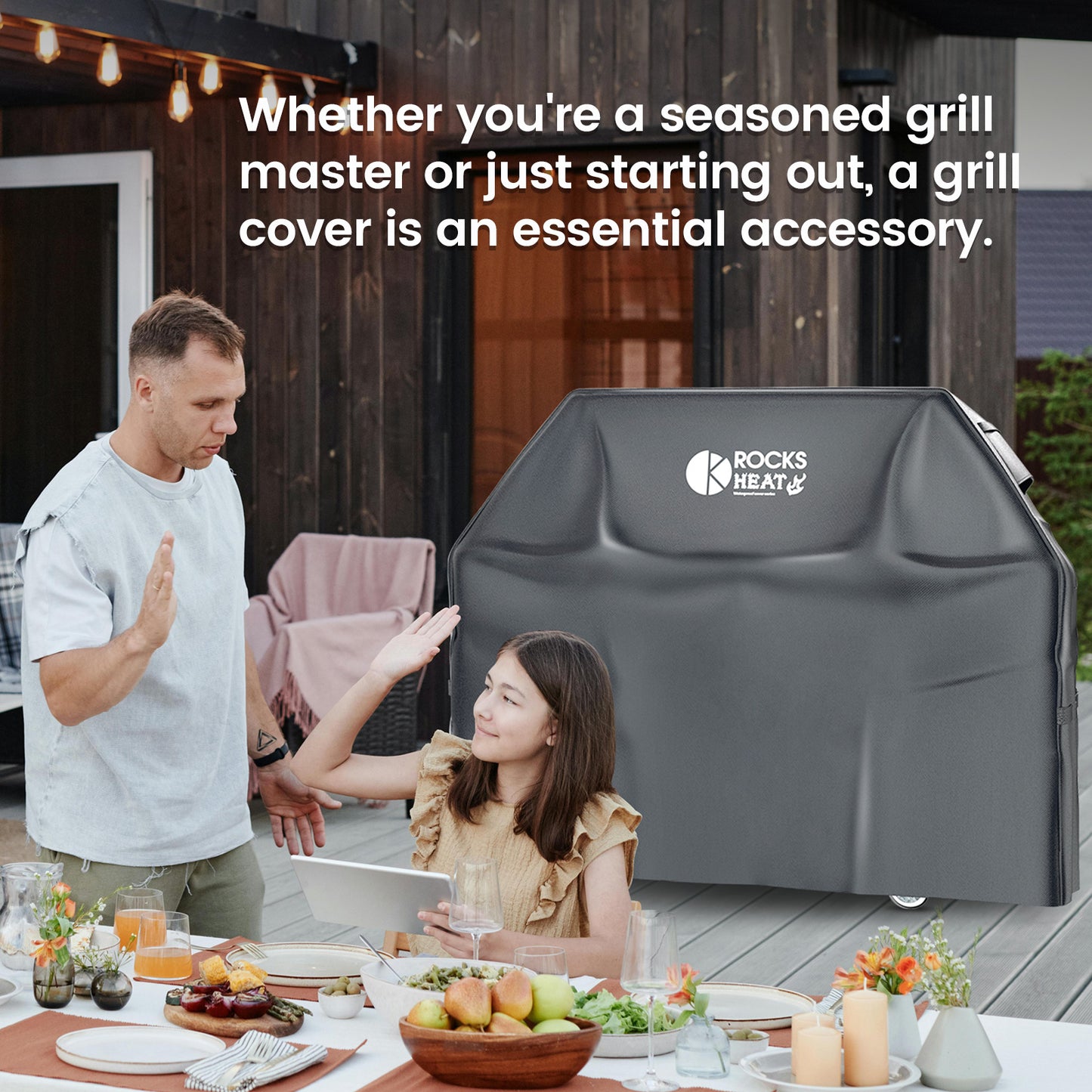 58 inch Grill Cover for Outdoor Grill 600D Heavy Duty BBQ Cover