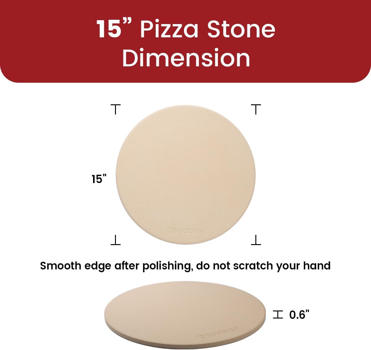 15 Inch Round Cordierite Pizza Stone for Oven Grill BBQ