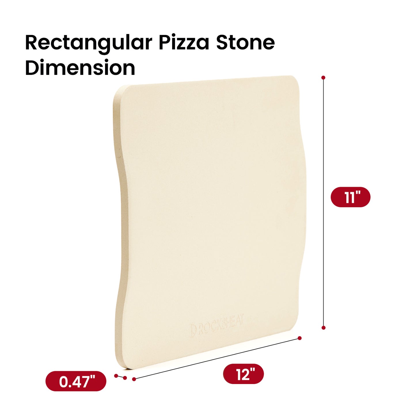 Rectangular 12" x 11" x 0.47" Pizza Stones for Oven Grill BBQ with Handles