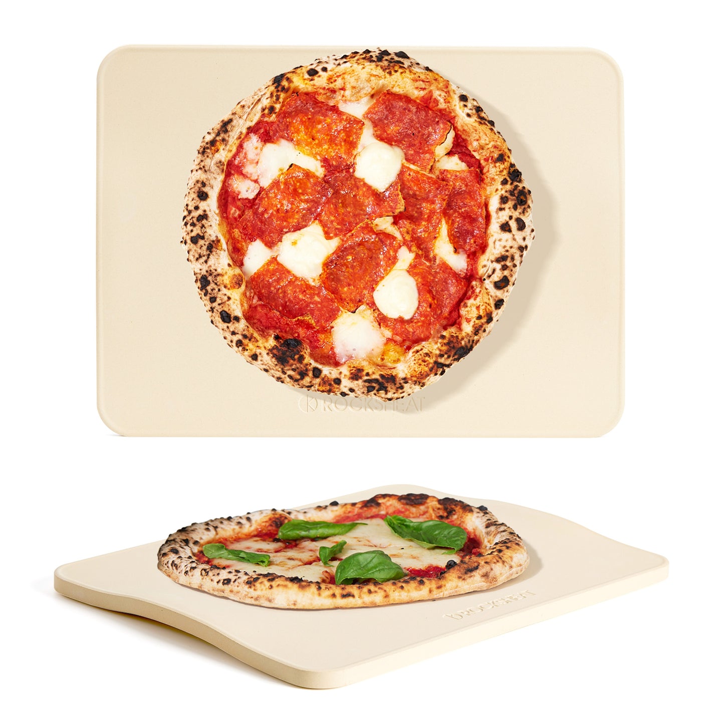 Rectangular 15.8" x 12" x 0.6" Large Pizza Stones for Oven Grill BBQ with Handles