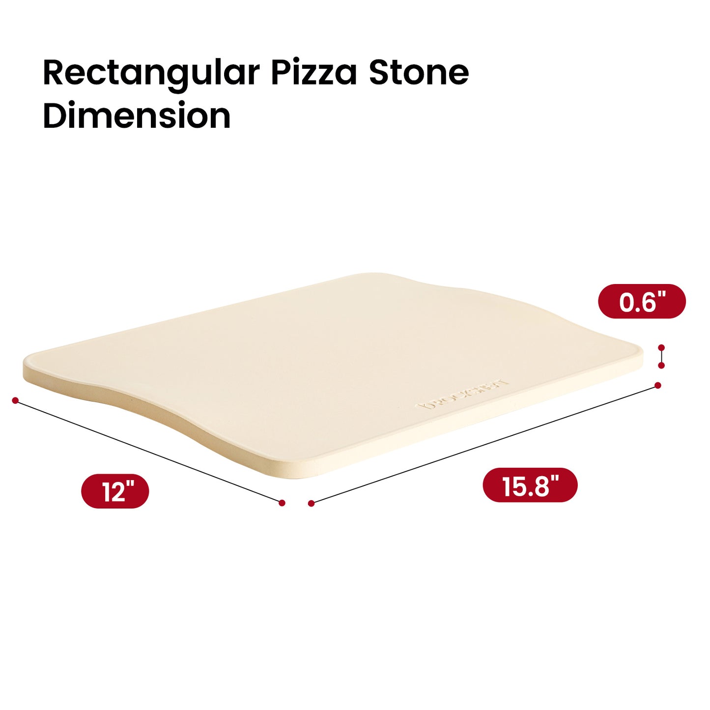 Rectangular 15.8" x 12" x 0.6" Large Pizza Stones for Oven Grill BBQ with Handles