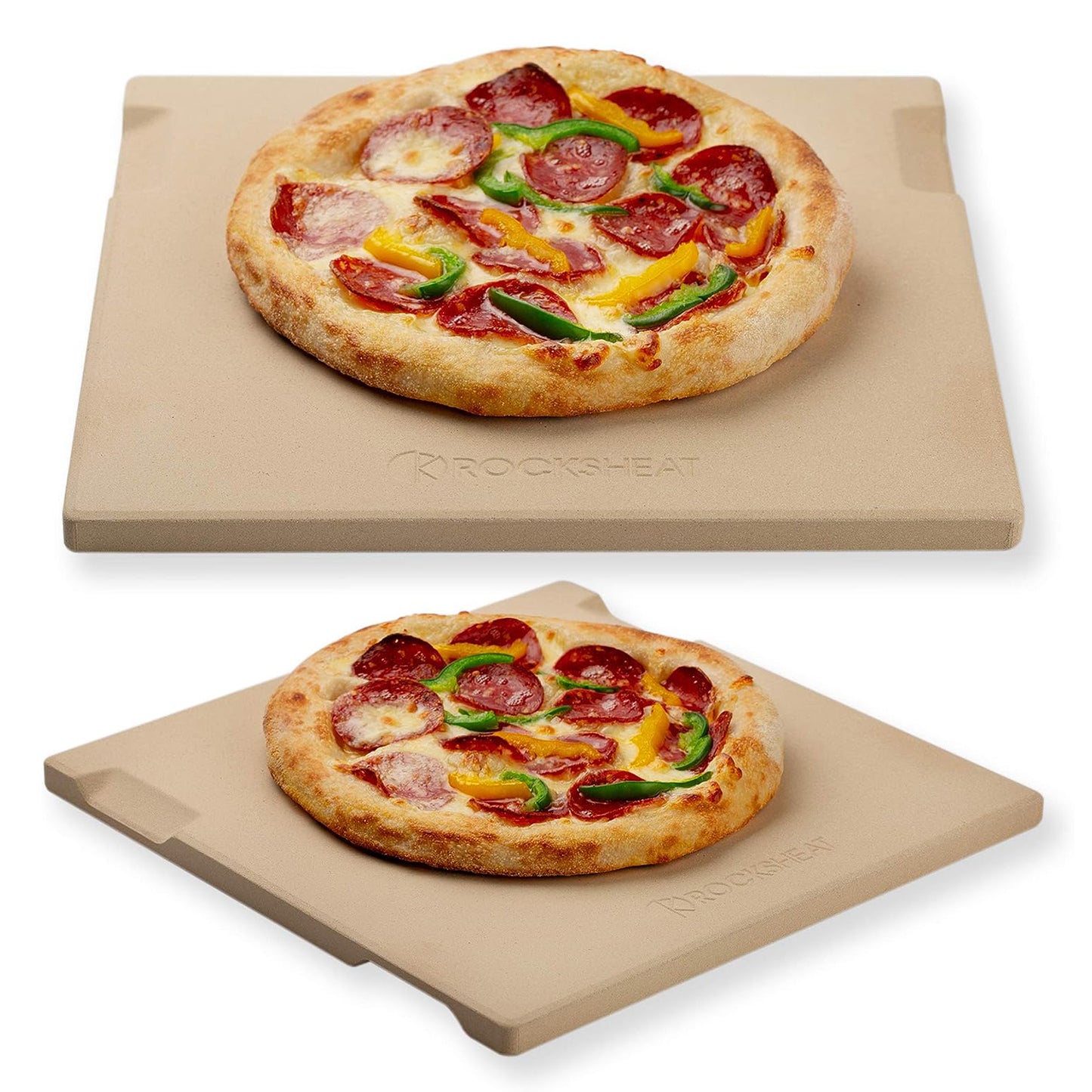 12" x 12" x 0.6" Square Pizza Grilling Stone with Handles