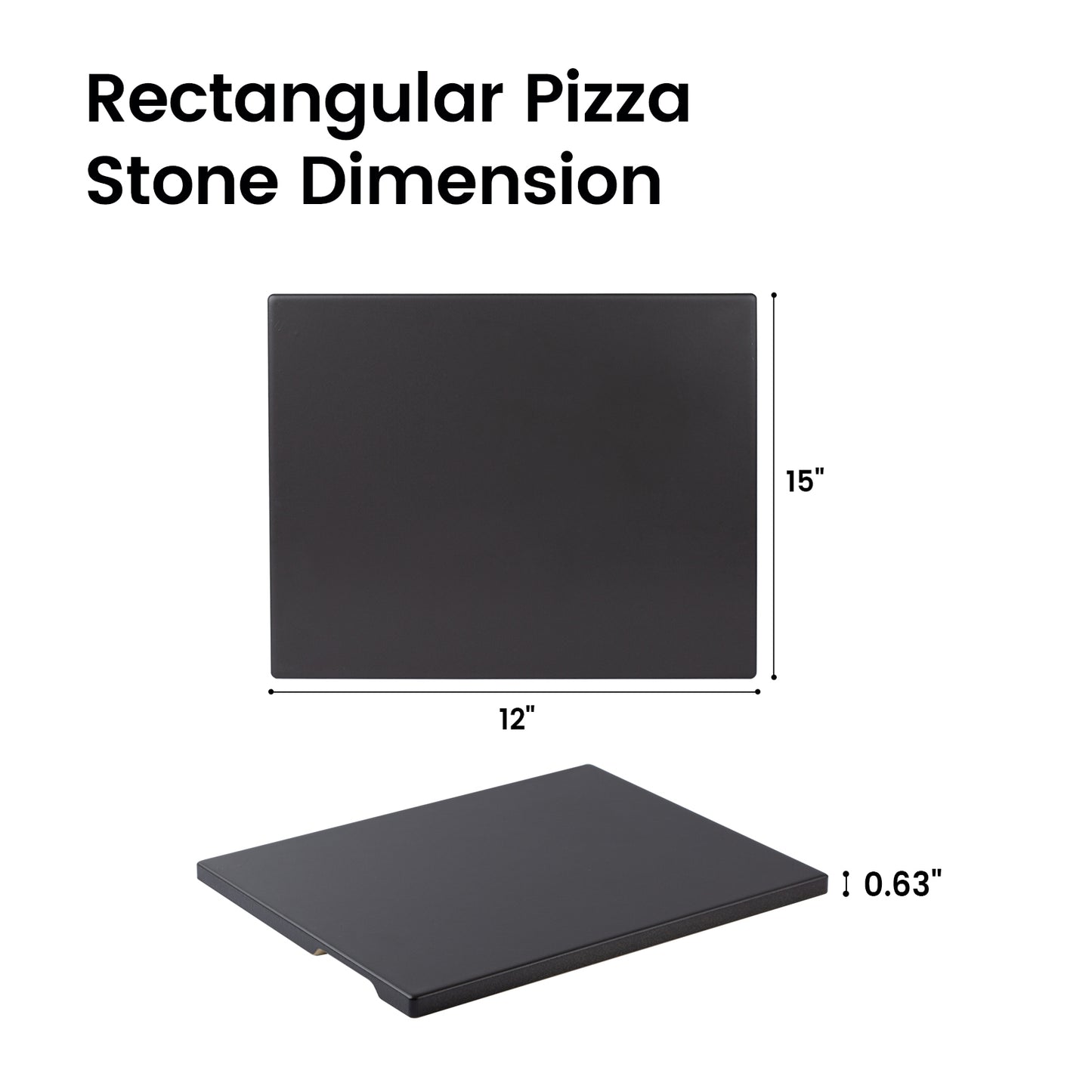 12" x 15" Black Ceramic Rectangular Grilling Stone with Handles