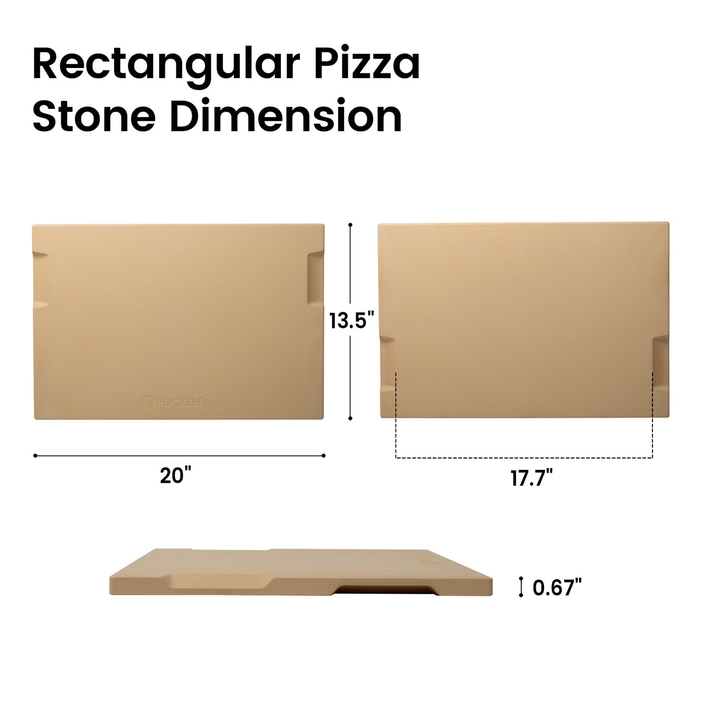 20" x 13.5"  Large Pizza Stone Grilling Stone with Handles