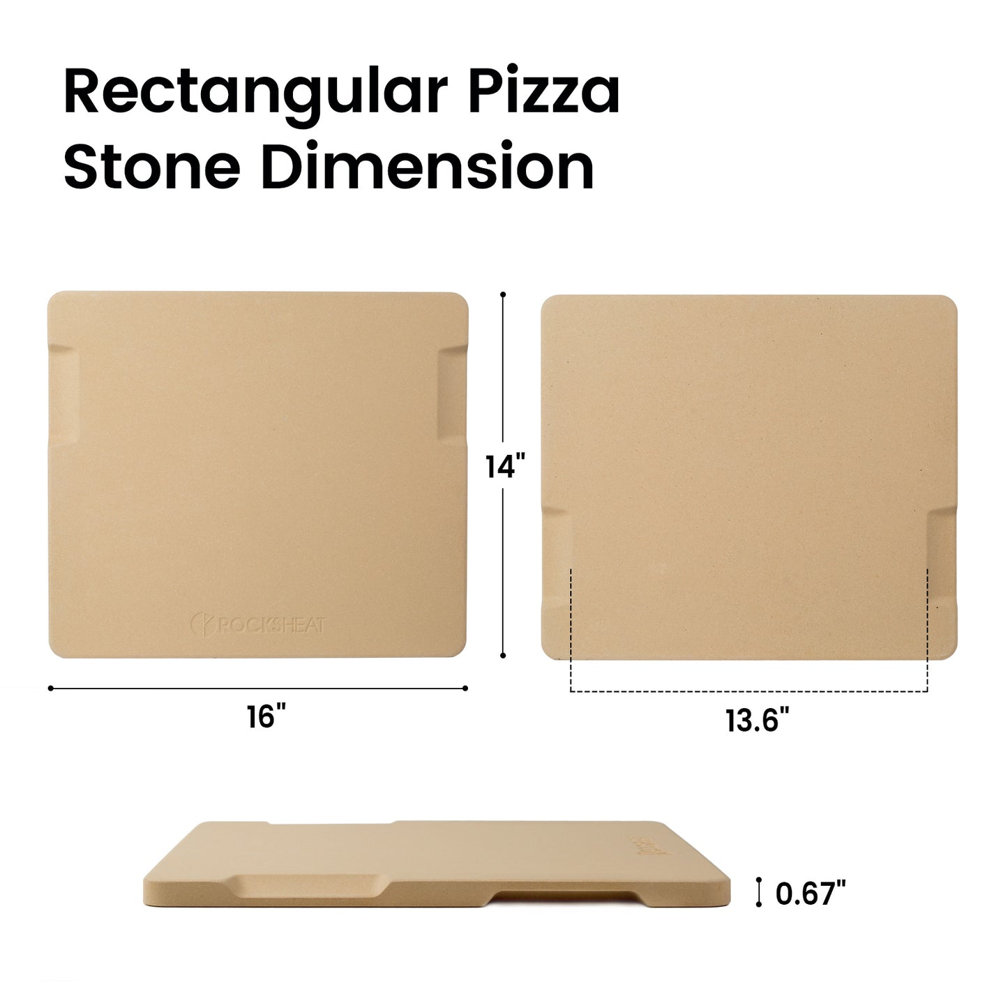 14" x 16" x 0.67" Rectangular Pizza Stone with Handles